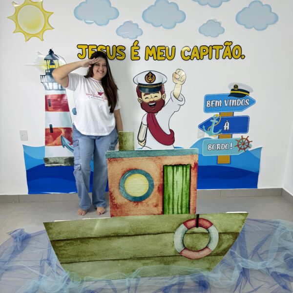 Painel Cenário 3D JESUS É MEU CAPITÃO ⛵️🩵