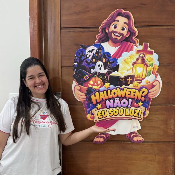 ✨💜 Placa de Porta — Halloween? Não! Eu Sou Luz! 🏮💛